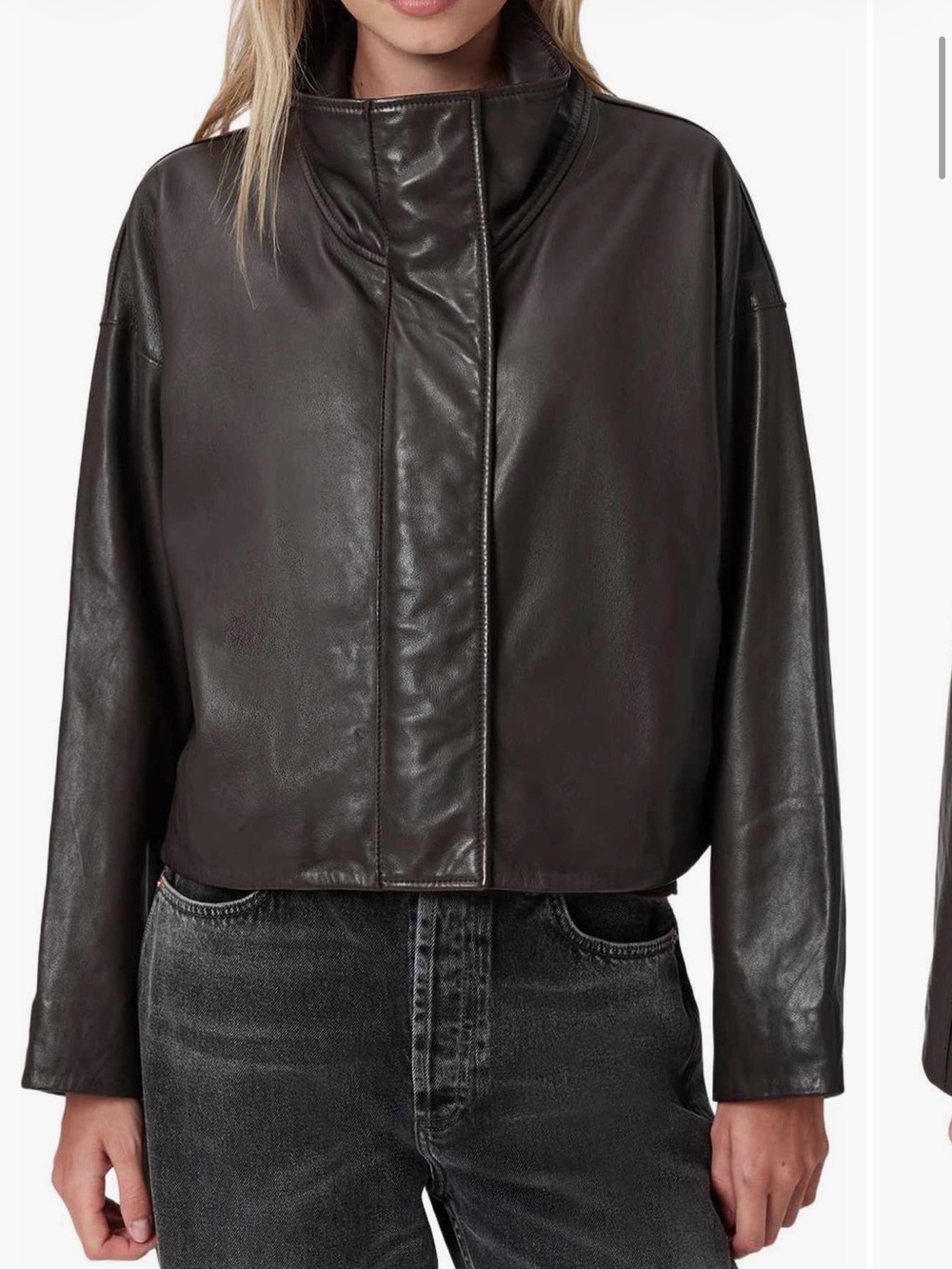 All Saints Ryder Leather Jacket - Oxford dark brown — Medium